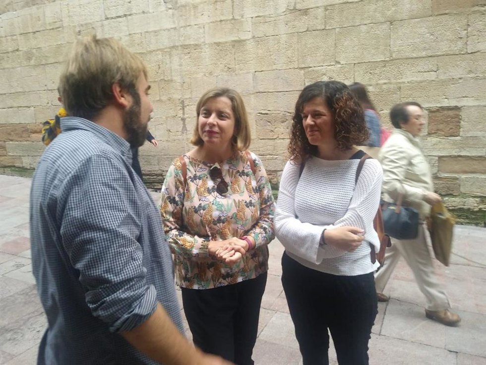 Archivo - Imagen de recurso de los dirigentes de Podemos Asturias Daniel Ripa, Ana Taboada y Sofía Castañón.