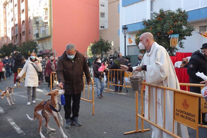 Bendición de animales por la festividad de San Antonio Abad en la calle Sagunt de Valncia