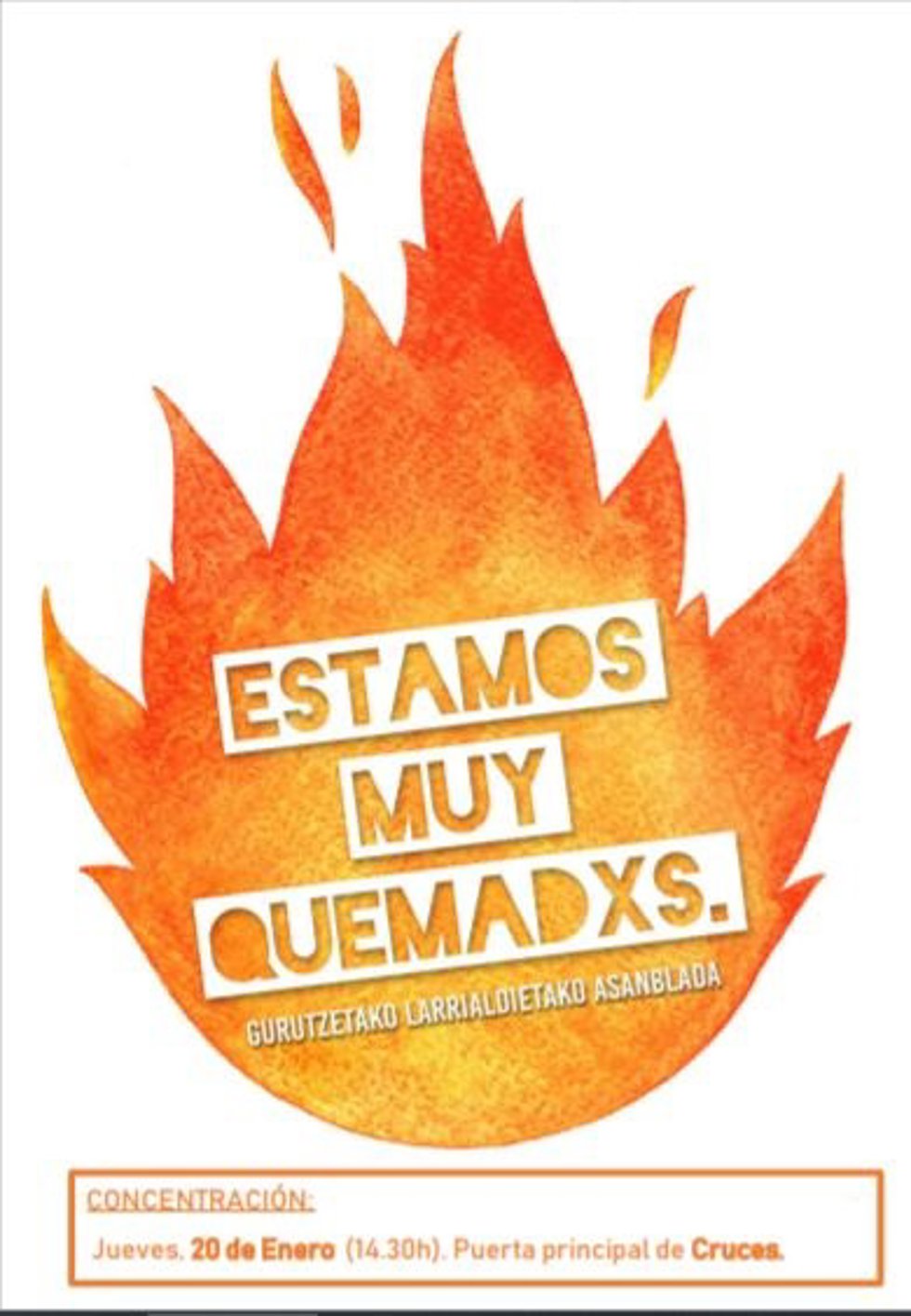 Cartel de la concentración convocada por los trabajadores del Servicio de Urgencias del Hospital de Cruces.