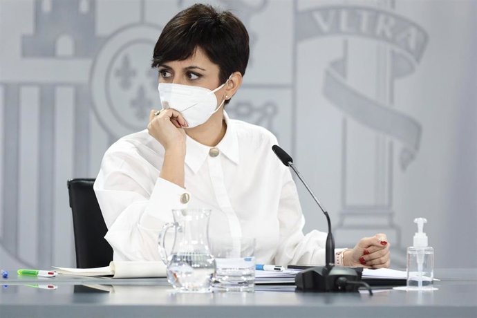 La ministra Portavoz, Isabel Rodríguez, en una comparecencia tras la reunión del Consejo de Ministros, en La Moncloa, a 11 de enero de 2022, en Madrid, (España). Esta comparecencia se produce en plena polémica por las declaraciones del Ministro de Consu