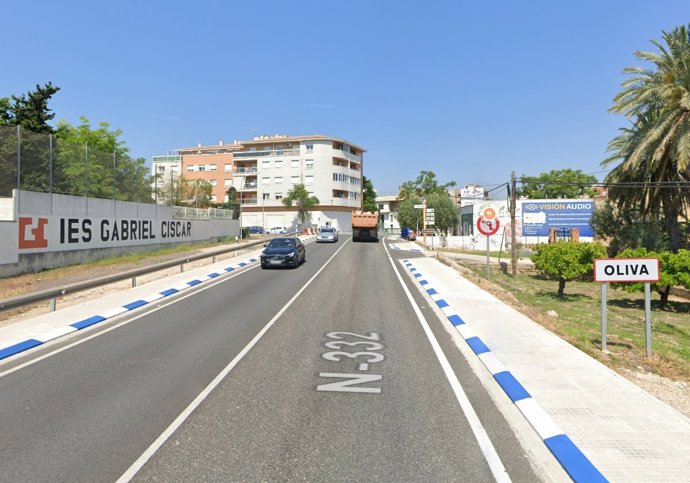 N-332 a su paso por el término municipal de Oliva (Valencia)