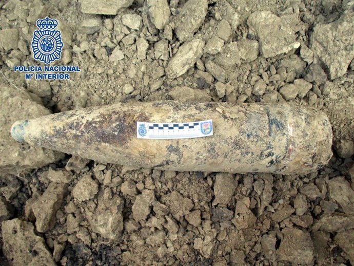 El proyectil de la Guerra Civil ha sillo hallado en un edificio en construcción