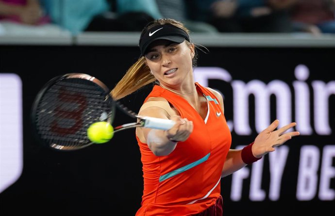 Paula Badosa of Spain in action during the first round of the 2022 Australian Open Grand Slam tennis tournament against Ajla Tomljanovic of Australia