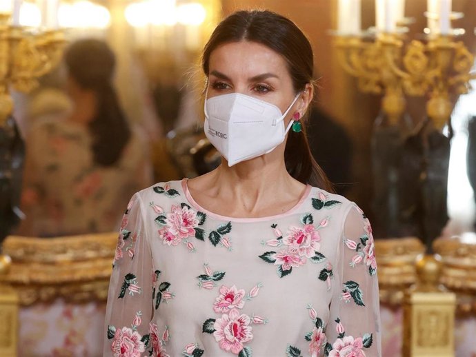 La Reina Letizia, durante la recepción al Cuerpo Diplomático acreditado en nuestro país