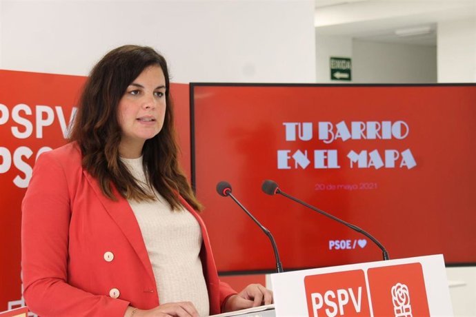Archivo - La vicealcaldesa de Valncia, portavoz socialista en su ayuntamiento y secretaria general del PSPV-PSOE en la ciudad, Sandra Gómez, en rueda de prensa