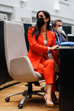 La vicealcaldesa de Madrid, Begoña Villacís, en una sesión plenaria, en el Palacio de Cibeles, a 29 de diciembre de 2021, en Madrid, (España). El pleno está marcado por la aprobación del presupuesto del Ayuntamiento de Madrid para 2022 con el 'sí' del G