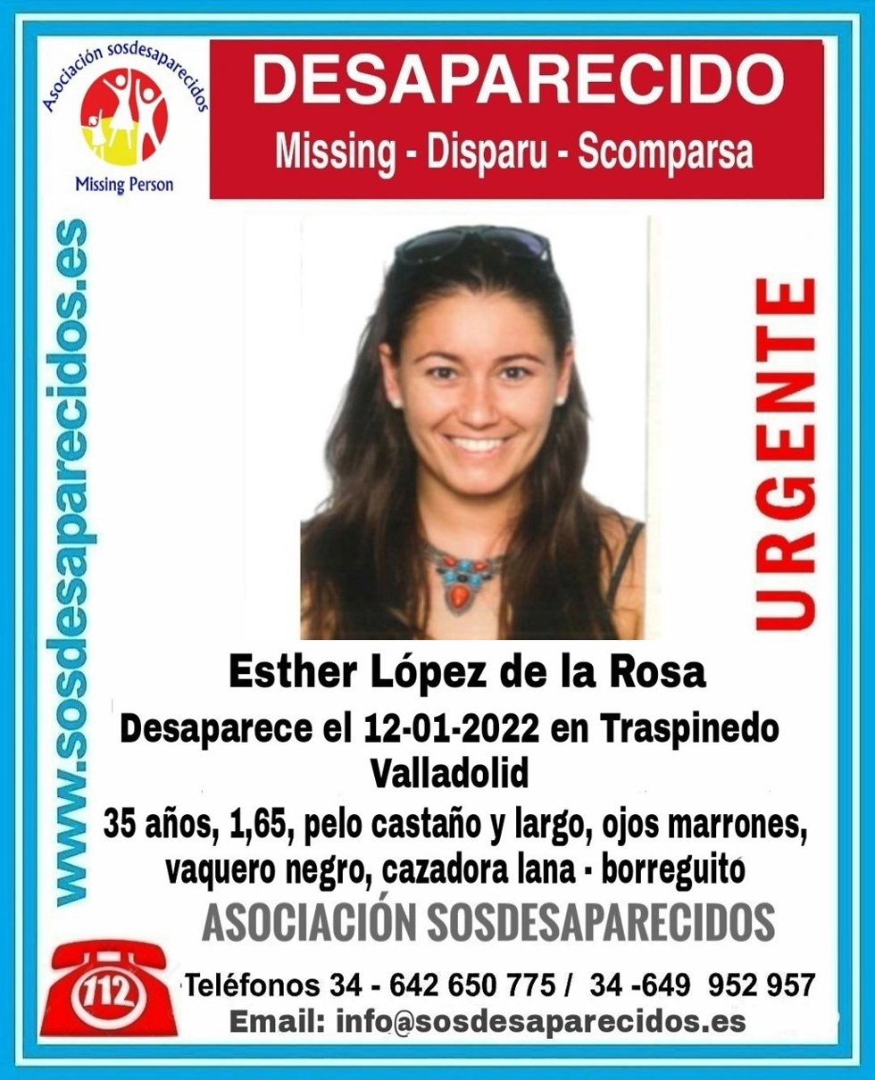 Cartel con la fotografía y datos de la joven desaparecida en Traspinedo.