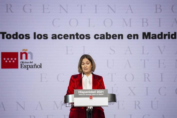 Archivo - La consejera de Cultura, Turismo y Deporte, Marta Rivera de la Cruz, interviene en la presentación de la Oficina del Español, en el Círculo de Bellas Artes, a 17 de septiembre de 2021, en Madrid (España).