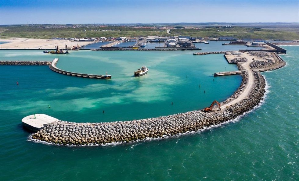 Muelle con bloques de Cubipod en Dinamarca