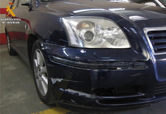 Vehículo implicado en el accidente en la carretera P-123, en la provincia de Palencia.