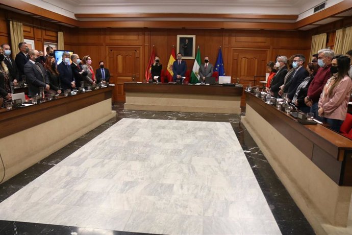 Minuto de silencio en el Pleno del Ayuntamiento de Córdoba en recuerdo de la edil de IU Amparo Pernichi López, recientemente fallecida.