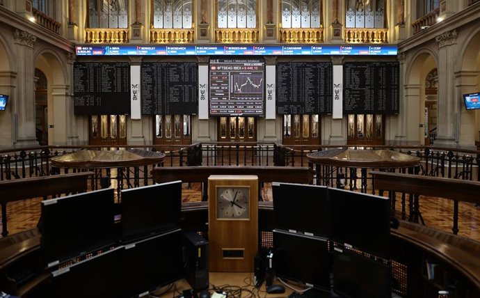 Valores del Ibex 35 en el Palacio de la Bolsa 