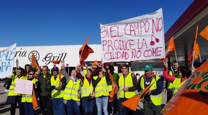 Archivo - UPA-UCE tacha de "éxito histórico" la participación de agricultores y ganaderos en las protestas en Extremadura