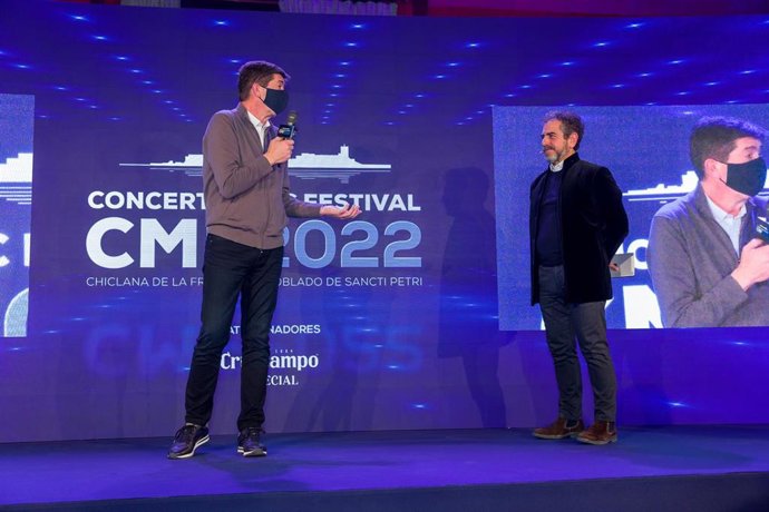 El vicepresidente de la Junta y consejero de Turismo, Regeneración, Justicia y Administración Local, Juan Marín, durante la presentación del Concert Music Festival en Fitur.