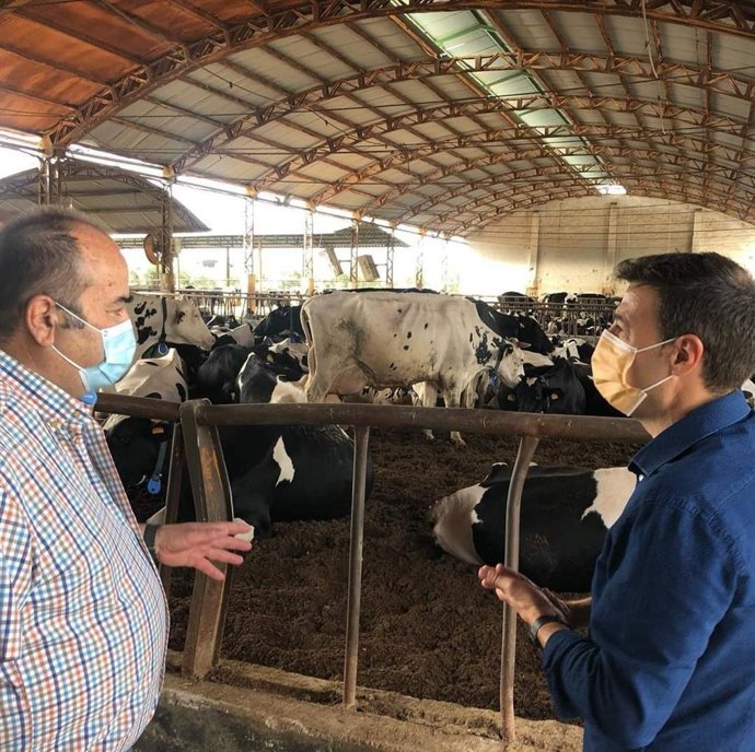 Ildefonso Ruiz (d) en una explotación ganadera.