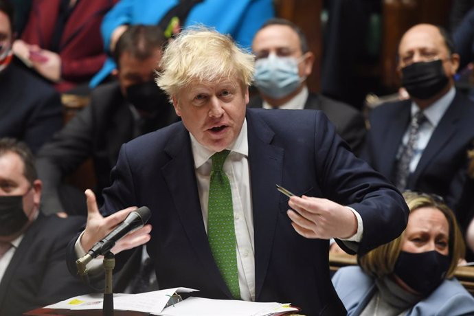 HANDOUT - 19 January 2022, United Kingdom, London: UK Prime Minister Boris Johnson speaks during the weekly Prime Minister's Questions session at the British Parliament. Photo: Jessica Taylor/UK Parliament via PA Wire/dpa - ATTENTION: editorial use only