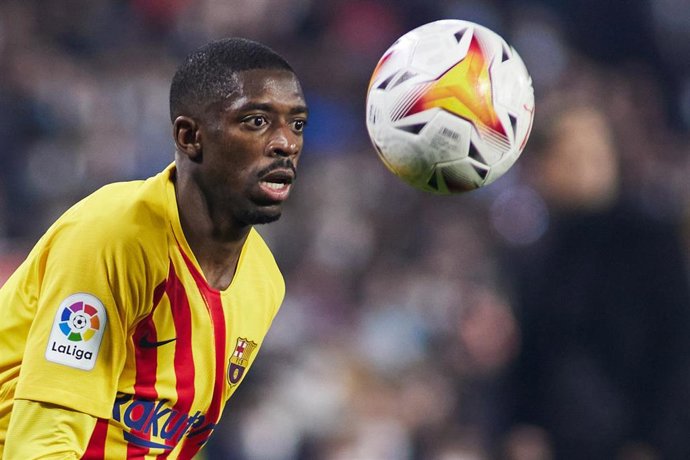 Ousmane Dembele of FC Barcelona looks on during the spanish league, La Liga Santander, football match played between Granada CF and FC Barcelona at Nuevo Los Carmenes stadium on January 8, 2022, in Granada, Spain.