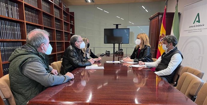 La delegada territorial de Igualdad, Políticas Sociales y Conciliación de la Junta en Cádiz, Ana Fidalgo, durante la reunión con la Asociación de Enfermos de Crohn y Colitis Ulcerosa de Cádiz (ACCU).