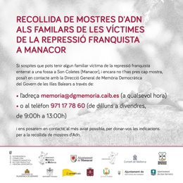 Llamamiento para recoger muestras de ADN a los familiares de las víctimas de la represión franquista.