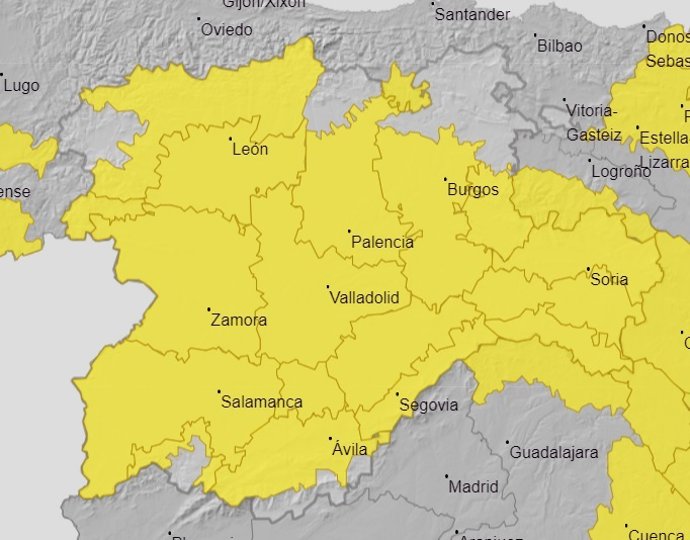 Avisos de la Aemet activos para el sábado, 22 de enero de 2022, en Castilla y León.