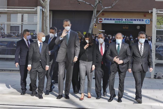 El rey Felipe VI a su llegada a Albacete para inaugurar la Ciudad de la Justicia