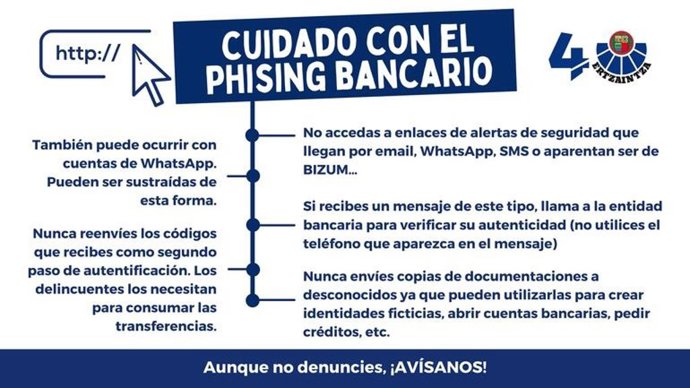 La Ertzaintza alerta de estafas en teléfonos móviles a través de mensajes que suplantan a entidades bancarias