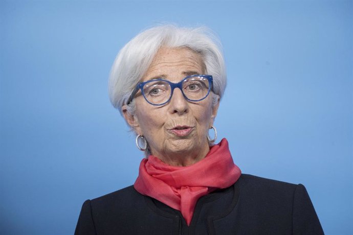 Archivo - 16 December 2021, Hessen, Frankfurt_Main: Christine Lagarde, President of the European Central Bank (ECB), speaks at a press conference after a Governing Council meeting on monetary policy in the eurozone. Photo: Thomas Lohnes/AFP Pool/dpa