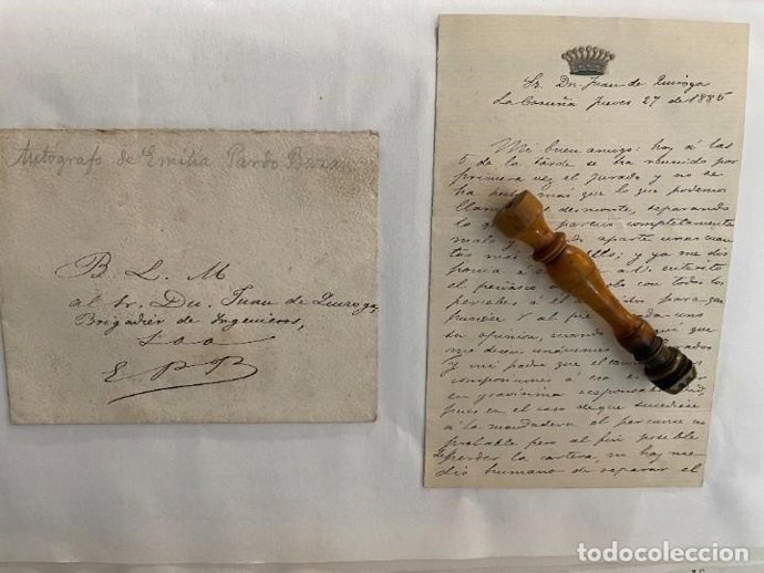 Documentación manuscrita de Emilia Pardo Bazán a  Juan de Quiroga, a subasta en todocoleccion.Net