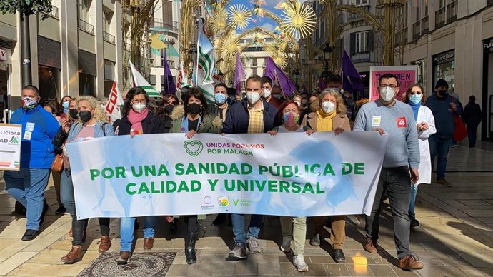 UPporA en la manifestación por la sanidad pública de Marea Blanca en Málaga