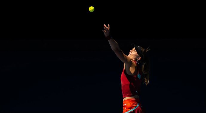 Paula Badosa of Spain in action during the fourth round at the 2022 Australian Open Grand Slam Tennis Tournament against Madison Keys of the United States