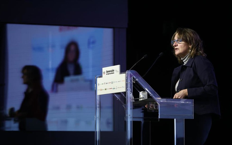 La vicepresidenta tercera y ministra para la Transición Ecológica y el Reto Demográfico, Teresa Ribera, inaugura el desayuno informativo Generación de oportunidades. Desarrollo Sostenible y Oportunidades de los Territorios'