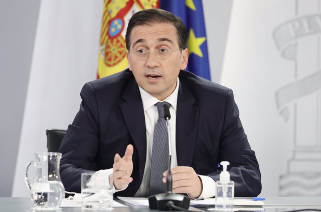 El ministro de Asuntos Exteriores, Unión Europea y Cooperación, José Manuel Albares, durante su comparecencia tras una reunión del Consejo de Ministros, en La Moncloa