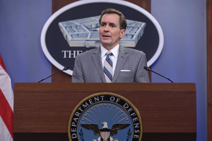 Archivo - 15 November 2021, US, Arlington: Pentagon Press Secretary John Kirby speaks at a press conference at the Pentagon. Kirby said that Defence Sec. Austin has not yet spoken to Oklahoma Gov. Kevin Stitt about the state National Guard refusal to fo