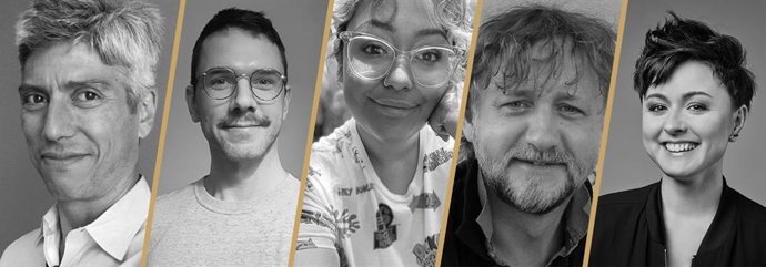 Hernán La Greca, Kenneth Ladekjr, Magdiela Hermida Duhamel, Sebastian Debertin y Zofia Jaroszuk, integrantes del jurado internacional de los Premios Quirino