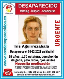 Buscan a una joven de 25 años desaparecida desde hace mes y  medio en Madrid