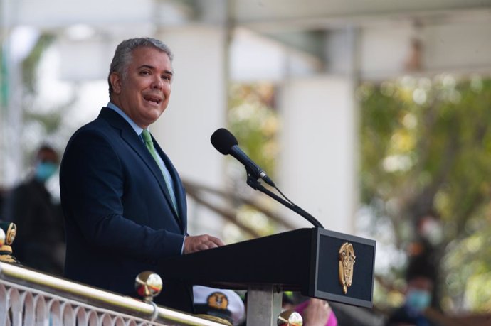 Archivo - 11 November 2021, Colombia, Bogota: Colombian President Ivan Duque Marquez delivers a speech during an event to mark the 130 anniversary of Colombia's National Police. Photo: Chepa Beltran/LongVisual via ZUMA Press Wire/dpa
