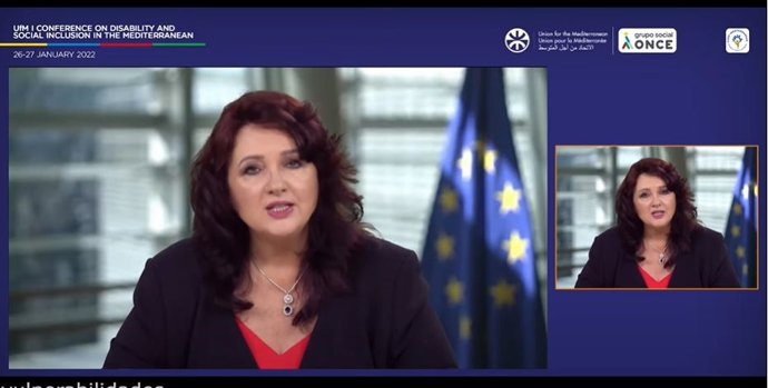 La comisaria europea para la Igualdad Helena Dalli, en su intervención telemática en la Conferencia Mediterránea