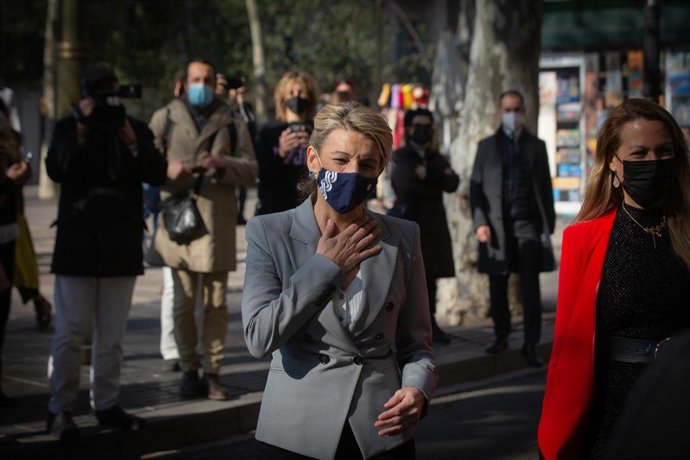 La vicepresidenta segunda del Gobierno y ministra de Trabajo y Economía Social, Yolanda Díaz, este miércoles en Barcelona.
