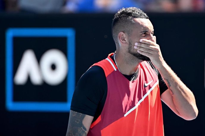 El tenista australiano Nick Kyrgios durante un partido de dobles del Abierto de Australia 2022