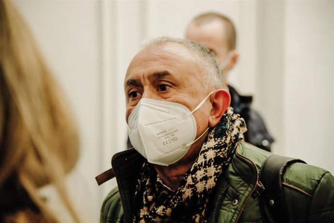El secretario general de UGT, Pepe Álvarez, a su llegada a un desayuno informativo organizado por Nueva Economía Fórum, en el Hotel Mandarin Oriental Ritz, a 20 de enero de 2022, en Madrid, (España).