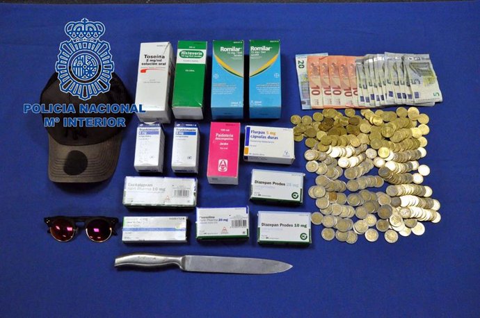 Artículos recuperados del robo en una farmacia de Mérida