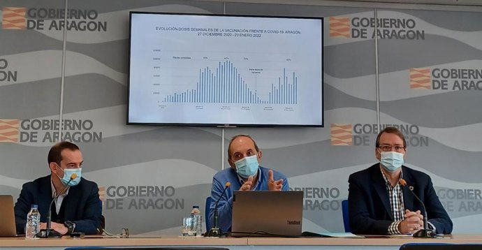 Responsables del Departamento de Sanidad de Aragón informan sobre la campaña de vacunación contra la COVID-19.