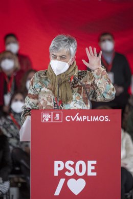 La alcaldesa de Gijón, Ana González ,interviene en un acto del partido socialista en el Recinto Ferial Luis Adaro de Gijón, a 22 de enero de 2022