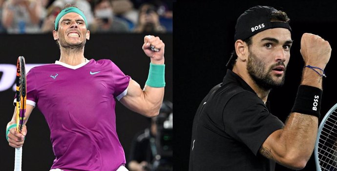El tenista español Rafa Nadal (izquierda) y el italiano Matteo Berrettini (derecha) se medirán en semifinales del Abierto de Australia 2022