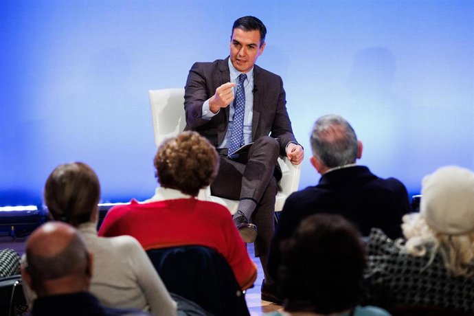 El presidente del Gobierno, Pedro Sánchez, interviene en un acto sobre 'Pensiones más justas', a 27 de enero de 2022, en Alcalá de Henares, Madrid (España). 