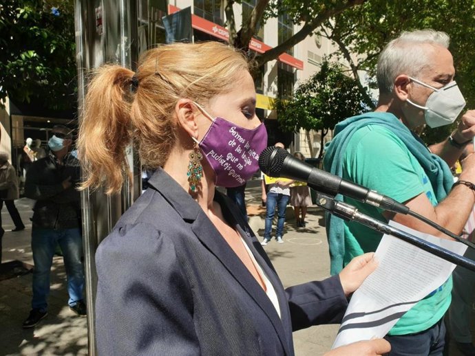 La responsable local del Área Feminista del PCA, Sacri Pozo, en una imagen de archivo.