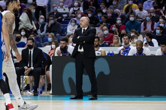 Pablo Laso durante un partido del Real Madrid