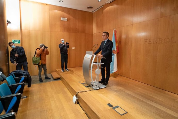 Feijóo, en rueda de prensa tras el Consello.