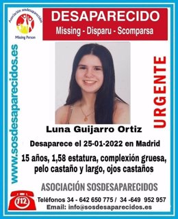 Buscan a una chica de 15 años desaparecida el martes en Madrid