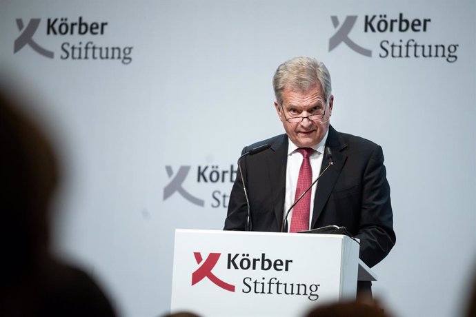 Archivo - 22 November 2021, Berlin: Finnish President Sauli Niinisto speaks at a festive event organized by the Koerber Foundation to mark the 60th anniversary of the Bergedorf Discussion Group as part of the Berlin Foreign Policy Forum. Photo: Bernd vo